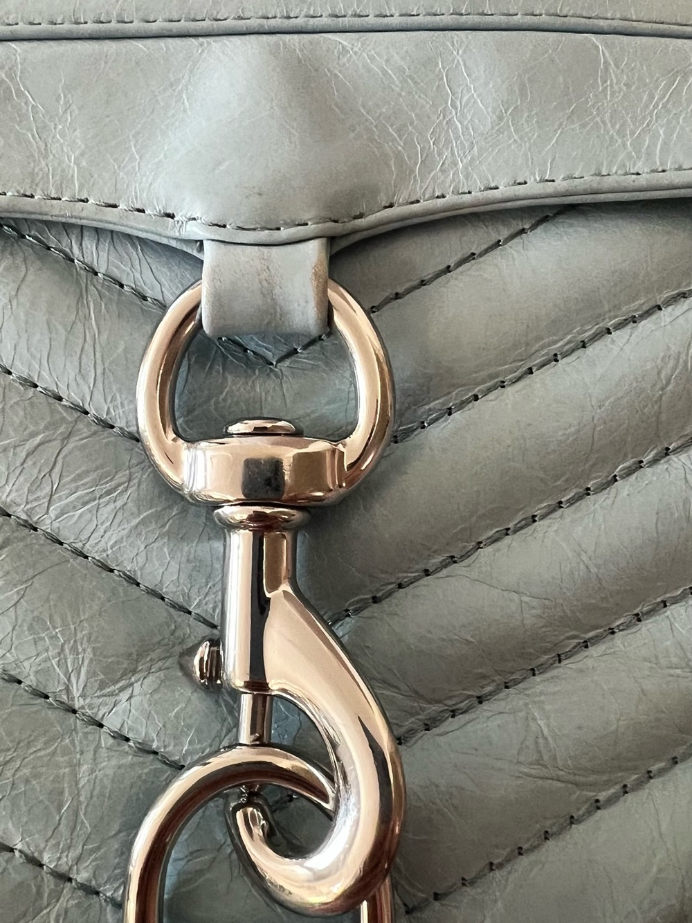 Rebecca Minkoff Light Blue Quilted Leather Mini Mac Crossbody with Silver Chain - Picture 2 of 13